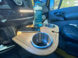 Sprinter Cupholder, snack tray, Bamboo or recycled materials and stainless