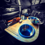 Sprinter Cupholder, snack tray, Bamboo or recycled materials and stainless